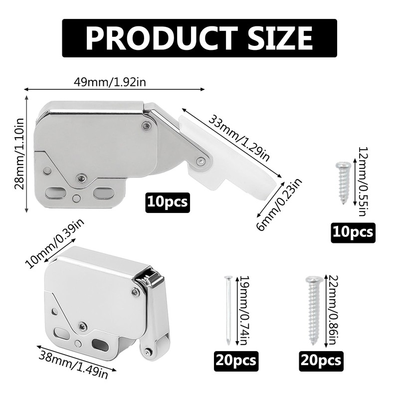 Sxutop 10 Pieces Mini Latch Automatic Spring Catch Push to