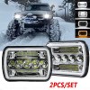 Unbranded Pair 7x6'' 5x7 LED Headlights Hi-Lo w/DRL fit Toyota