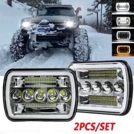 Unbranded Pair 7x6'' 5x7 LED Headlights Hi-Lo w/DRL fit Toyota 95-97 Tacoma & 88-95 Pickup