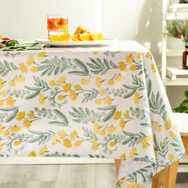 GLORY SEASON Machine Washable Flowers and Leaves Printed Tablecloth Oblong Table Cover for Outdoor Indoor Dining Parties Dining Patio Kitchen Decor RectangleTable Cloth