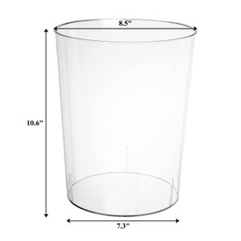 Okllen 2 Pack Plastic Waste Basket, Clear Round Trash Can Small Wastebasket Garbage Container Bin for Bathroom, Bedroom, Kitchen, Home, Office, 7.3" x 8.5" x 10.6"