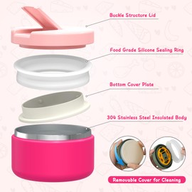 Bento Lunch Box for Kid with 7oz Soup Thermo, Leak-Proof Lunch Box with Cutlery, 4-Compartments Lunch Container for School Outdoors Office