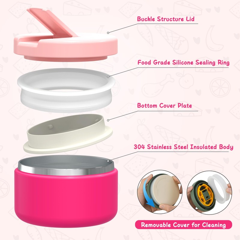 Bento Lunch Box for Kid with 7oz Soup Thermo, Leak-Proof
