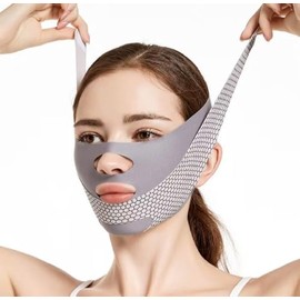 Serena.H Nueva Mascarilla Nocturna Moldeadora Facial de Belleza, Mascarilla Reutilizable en Forma de V para Rostro Y Mentón, Mascarilla Lifting de Línea V, Reduce La Papada (Gris)