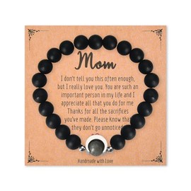 Mothers Day Gifts for Mom Bracelets for Women Mama Birthday Gifts for Mother in Law Wedding Gifts for Mom Beaded Bracelets for Mommy Mother's Day Gifts from Son Daughter Black Bracelet for Woman