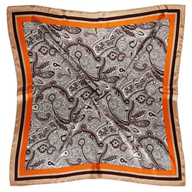 vabovin 35 x 35 Large Square Satin Silk Like Head Scarf for Women Hair Wrapping at Night (Orange Brown Cashew)