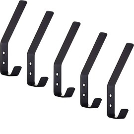 SOTECH Loxten Coat Hooks 142 x 20 x 45 mm Black Real Stainless Steel Wall Hooks with 3 mm Material Thickness Jacket Hooks with Rounded Edges Pack of 5