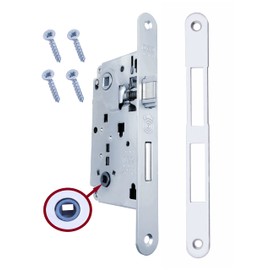 AGB Internal Door Latch Lock Recessed for Bathroom WC series CENTRO (FRONT 22x196, CHROME AND CHAIN, MATT CHROME)