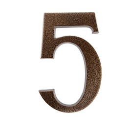 HUBER House Number 5 Made of Aluminium, 20 cm, House Numbers for House & Door, House Number XL, House Number Signs in Elegant Copper 3D Design, Powder-Coated