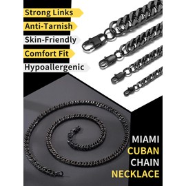 ChainsHouse Unisex Cuban Chain Stainless Steel 5/7/10/13.5 mm Wide Men's Chain - Silver Yellow Black Gift Box Included - Choice of Length, Stainless Steel