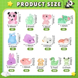 Seenelling 240 Pcs Mini Resin Animals Miniature Luminous Animals Ducks Frogs Turtles Pandas
