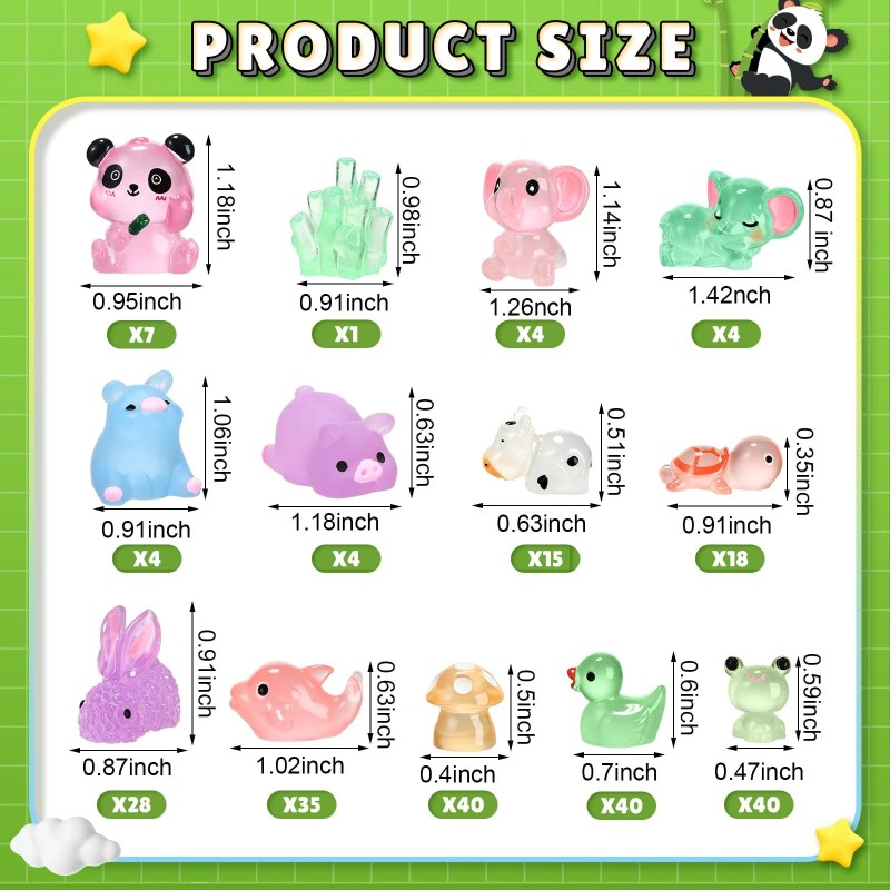 Seenelling 240 Pcs Mini Resin Animals Miniature Luminous Animals Ducks
