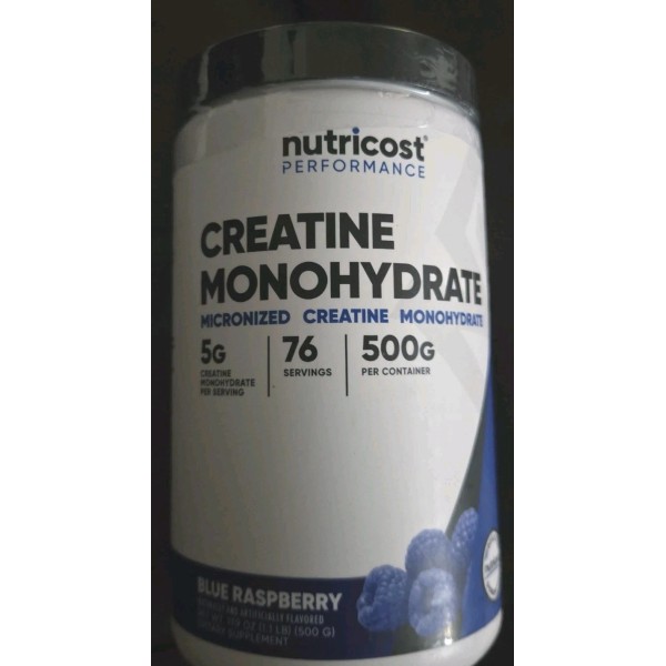 Nutricost Creatine Monohydrate Blue Raspberry 76 Servings 17.9 oz Exp1/28
