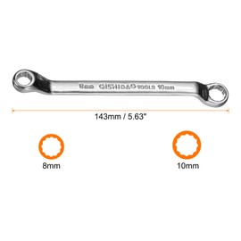 HARFINGTON 45 Degree Offset Box End Wrench 8mm x 10mm Metric 12 Point Mirror Chrome Plated Alloy Steel Double Box Wrenches Long Industrial Grade Torx Box Wrench Repair Tool