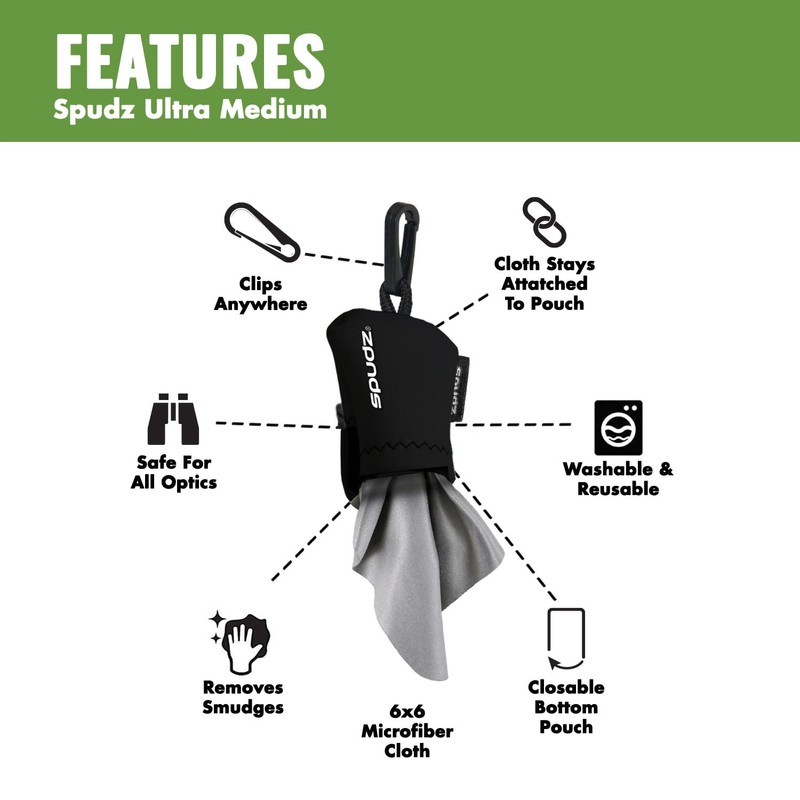 SPUDZ Ultra Microfiber Lens Cleaner with Closeable Bottom – Clip-On