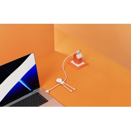 Doppelte Schnelllade-Netzadapter mit 65 W - USB- und USB-C-Anschluss - Ideal zum Laden von Telefonen, Tablets und Laptops - Mit Touch-Licht Ein/Aus - Xoopar ICE-G Orange.