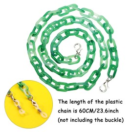 ONLYKXY Acrylic Glasses Chain Holder 60cm/23.6inch Multicolor Eyewear Retainer Eyeglass Straps Elegant Retro Sunglasses Lanyard Necklace Decorative Chain (Green, 1)