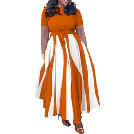 BFFBABY Plus Size Dress A Line Dresses for Women Summer Long Dresses with Sleeve Casual Belted