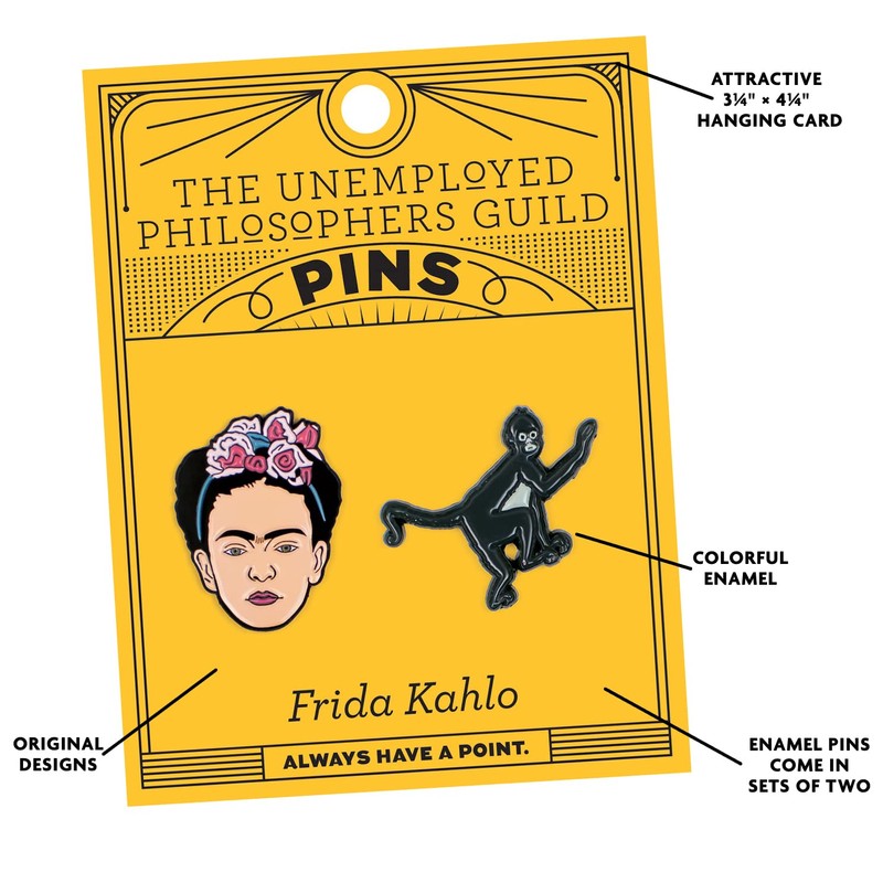 The Unemployed Philosophers Guild Frida and Monkey Enamel Pin Set
