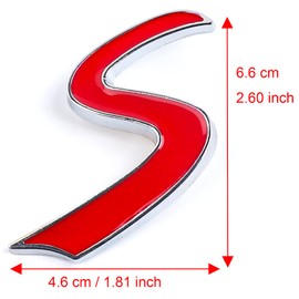 3D Metal S Front Grille Badge Emblem Chrome Silver Decal for Mini Cooper R50 R52 R53 R56 R57 R58 R59 R60 R61 F54 F55 F56 F57 F60 Countryman Clubman Hatchback