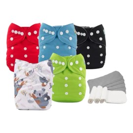 5 Pañales Ecológicos Mixtos Alva Baby + 6 Insertos 4 Capas