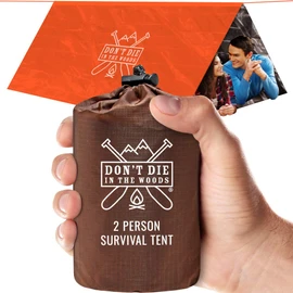 Don't Die In The Woods - Survival Tent - Made with Extra-Thick Space Blanket Thermal Mylar - Emergency Shelter Tube Tent - One of The 10 Essentials for Hiking, Camping, First Aid Kits (Orange)