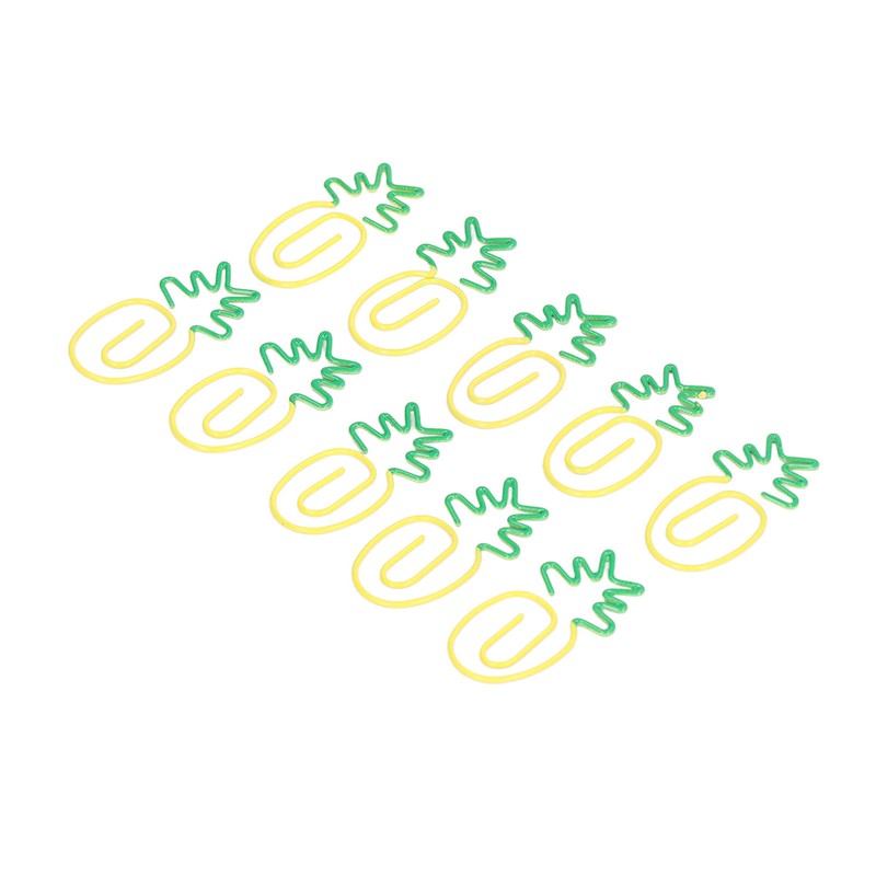 100pcs Metallic Paper Clips Green Yellow Ananas Shape Electroplating Process