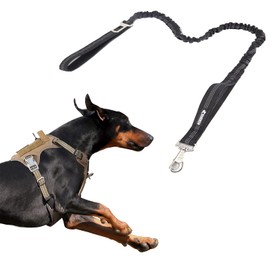 BUMBIN Dog Harness for Large Dogs No Pull, Tactical Dog Harness, with Handle, Adjustable Dog Vest Harness, 6Ft Bungee Dog Leash Large Dogs, No Pull Shock Absorbing Dog Leash with Car Seat Belt