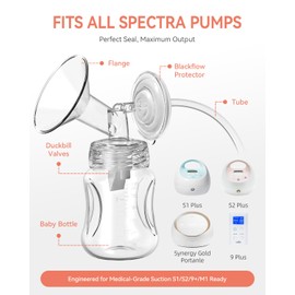 Replacement Parts for Spectra Breast Pump，Duckbill Valves, Backflow Protectors, Tubes, Membranes for S1/S2/9 Plus/Synergy Gold, BPA-Free,Not Original Accessories