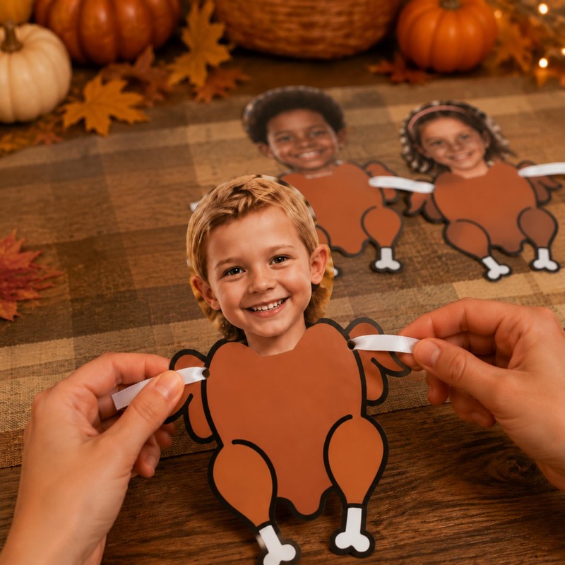 Irenare 22 pcs Fall Thanksgiving DIY Turkey Banner Turkey Paper