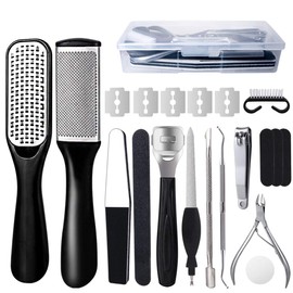 Foot File Set 20 in 1, Pedicure Set, Stainless Steel Callus Remover Foot Care Set, Foot Care Professional Callus Removal Set, Foot Care Set for Women, Men, Salon or Home