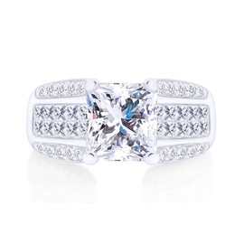 Jewel Zone US White Cubic Zirconia Engagement & Wedding Octagon Bridal Ring Set in 14K White Gold Over Sterling Silver
