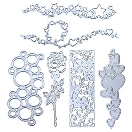 VGOL 6pcs Cutting Die Metal Love Heart Star Bubble Lace Craft Die Embossing Stencil Mould Template Reusable DIY Die for Card Making Scrapbooking Photo Album Decor