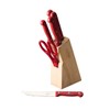 Home Basics 7 Piece Knife Set, Red | Wooden Block