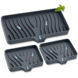 Silicone Sponge and Soap Holder, Self Draining Kitchen Caddy Sink Organizer with Soap Dispenser and Palm Brush