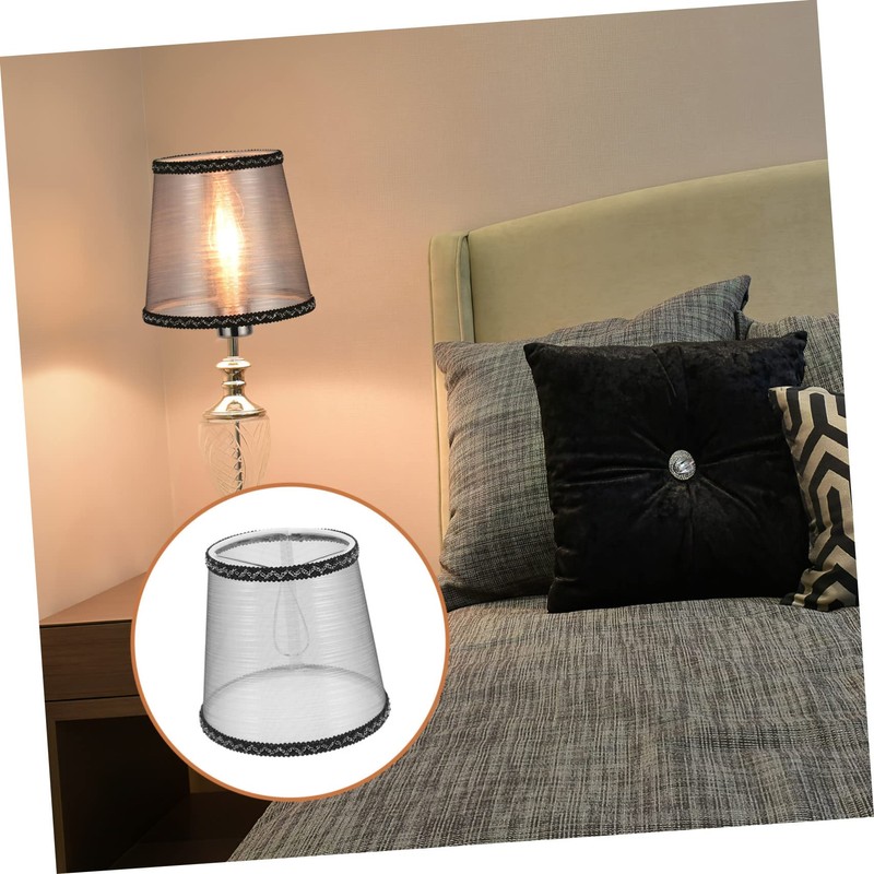CHILDWEET Ambient Lighting Accessory Black Silver Thread Lampshade Cover for