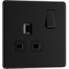 BG Electrical Single Switched Power Socket, 13A, Matt Black