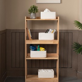 OIASKET 4 Pack Small Storage Shelf Baskets for Organizing, Mini Woven Rope Storage Bins for Towels, Cute Decorative Closet Organizer，Baby Nursery, Gift Empty Baskets -11.81''Lx7.87''Wx4.72''H-White
