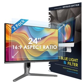 SOPPY [2 Pack] 24 Inch Blue Light Blocking Screen Protector, Screen Film for Monitor, Removable Anti Blue Light Filter for 16:9 Aspect Ratio Computer, Easy on/off, Eye Protection