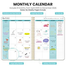 Monthly Planner 2025-2026, 21 Months Planner Calendar 2025-2026, April 2025 - December 2026, 7" x 10", 25-26 Monthly Calendar, Perfect for School Office Home Planning - Shimmering Pool