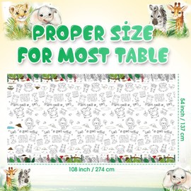 Jungle Animals Giant Colouring Table Cloth for Kids,137*274cm Safari Animals Colouring Poster Tablecloth Colouring Books Table Cover for Girls Boys School Party Poster Educational Doodle Activity Game