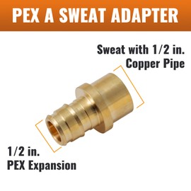 SUNGATOR 6 Pack 1/2" Pex A Expansion Female Sweat Adapter (Over the Copper Tube), ASTM F1960 ONLY For Pex-A Tubing
