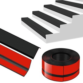 Stair Nosing 10FT Vinyl Stair Nose Rubber Stair Edge Trim, Non-Slip Self Adhesive Stair Edge Protector Peel and Stick Stair for Indoor/Outdoor Stairs