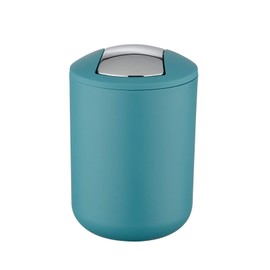WENKO Brasil S cosmetic bin, 2 liter capacity, bathroom trash bin with swing lid, small waste bin made of shatterproof plastic, BPA-free, Ø 14 x 21 cm, petrol