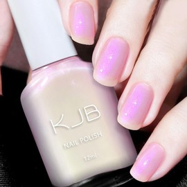 AILALUO Nail Polish with Glossy Shimmery Finish - Long Lasting Chip Resistant Formula, No U V Lamp Needed-Pastel Green with Pink Shimmer 0.35fl oz