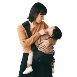 (Mamari Reviews Grand Prize 2025 Winner | Good Design Award) Hugoo Hugou Hip Seat Shoulder Bag, Carrying Strap, Sling, 2 Way, For Mom and Dad, Compatible with 6 Months to 4 Years Old (Black x Milky