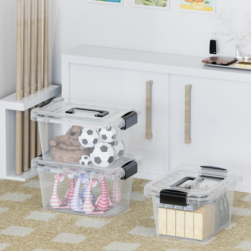 Cetomo Lidded Storage Bin, Tote Organizing Container with Handle and