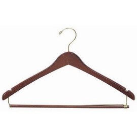 Only Hangers Wooden Suit Hangers with Locking Pant Bar, Walnut/Brass Finish, Box of 100, 50, and 25 (50)