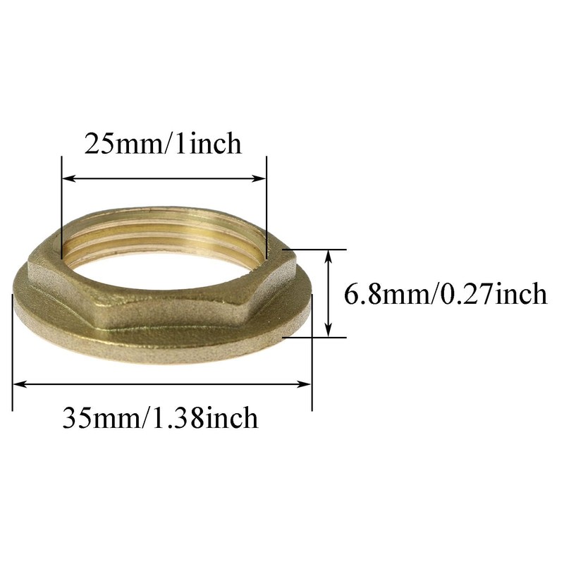 HJTOOK 2pcs 3/4" Female Thread Brass Pipe Flange Hex Lock