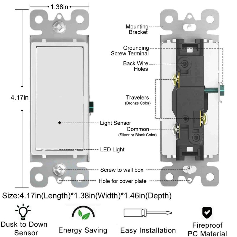4Pack SOZULAMP 3 Way Light Switch with LED Night Light